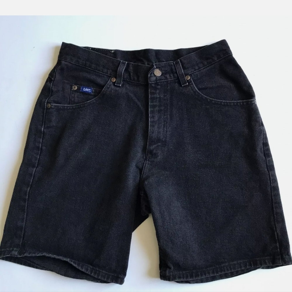 Men’s Lee Vintage Denim Jean Shorts Black Wash 90s Zip Fly Size 30